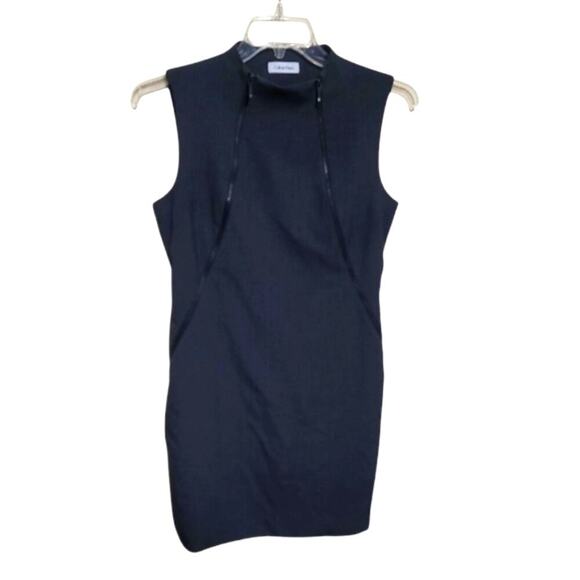 Calvin Klein Charcoal Grey Sleeveless Sheath Dress with  Front Zipper Sz 10 - Picture 1 of 6